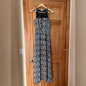 DR2 by Daniel Rainn Lace Yoke Sleeveless indigo Maxi Dress XS